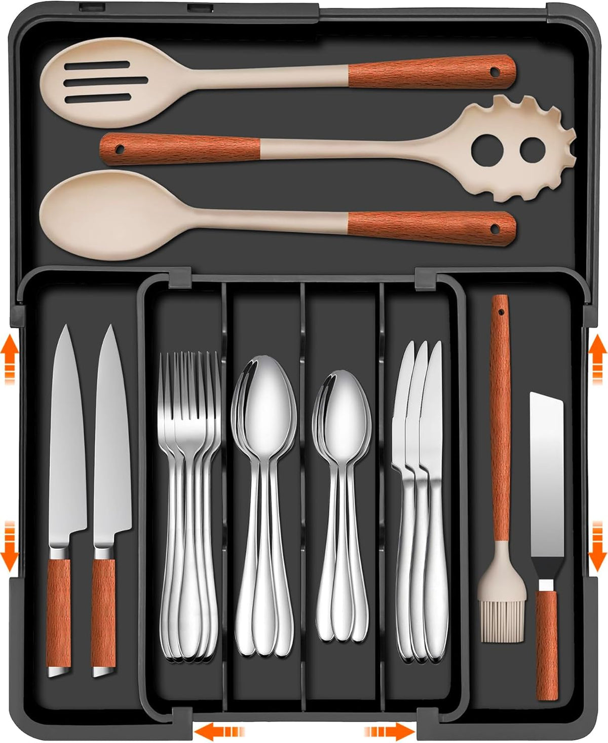 Silverware Organizer - Expandable Kitchen Drawer Organizer, Utensil Drawer Organizer, Adjustable