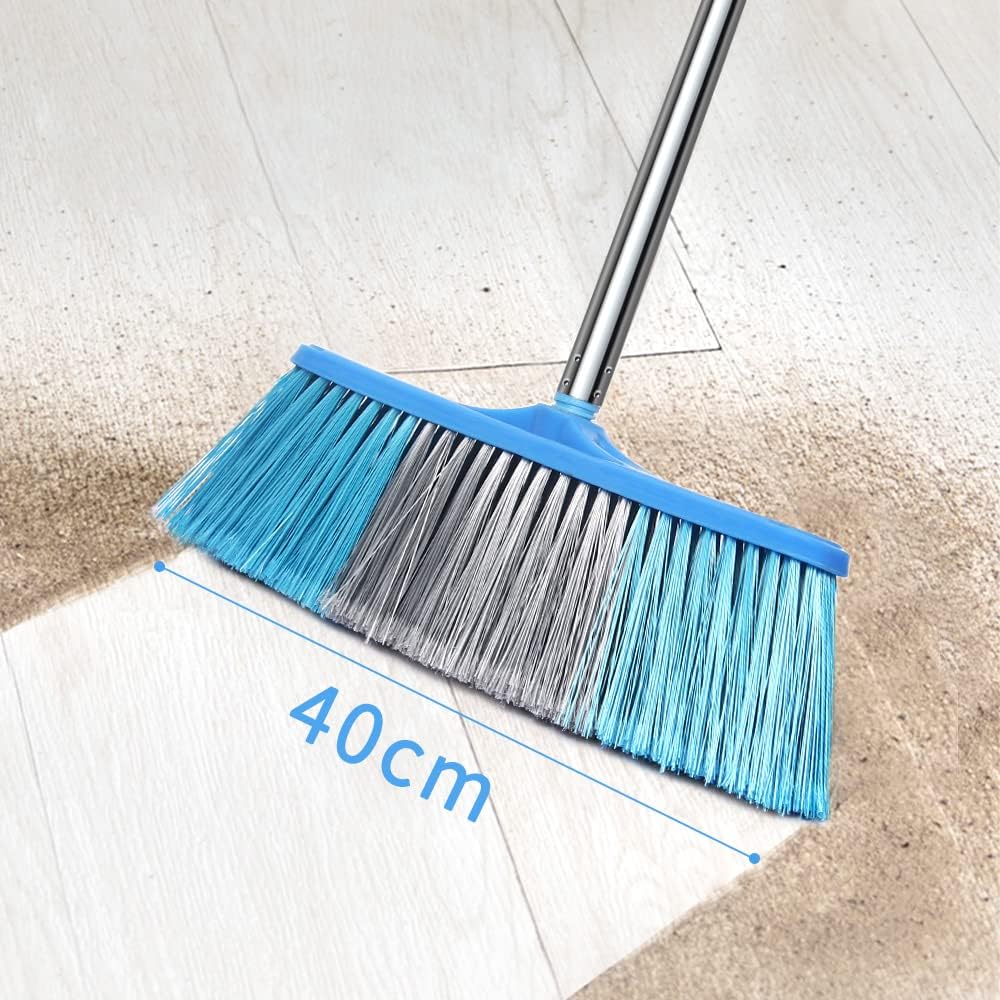 LandHope Heavy Duty Broom, 15.75in Wide Push Broom, 45.67in Long Handle, Adjustable, Floor Sweeper