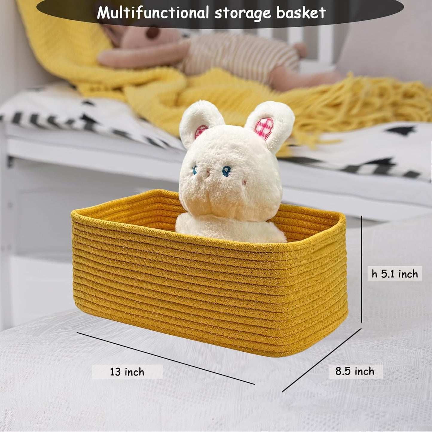 COMFY-HOMI 13" x 8.5" x 5.1" Storage Baskets for Organizing | Cotton Rope Woven Basket | Toy