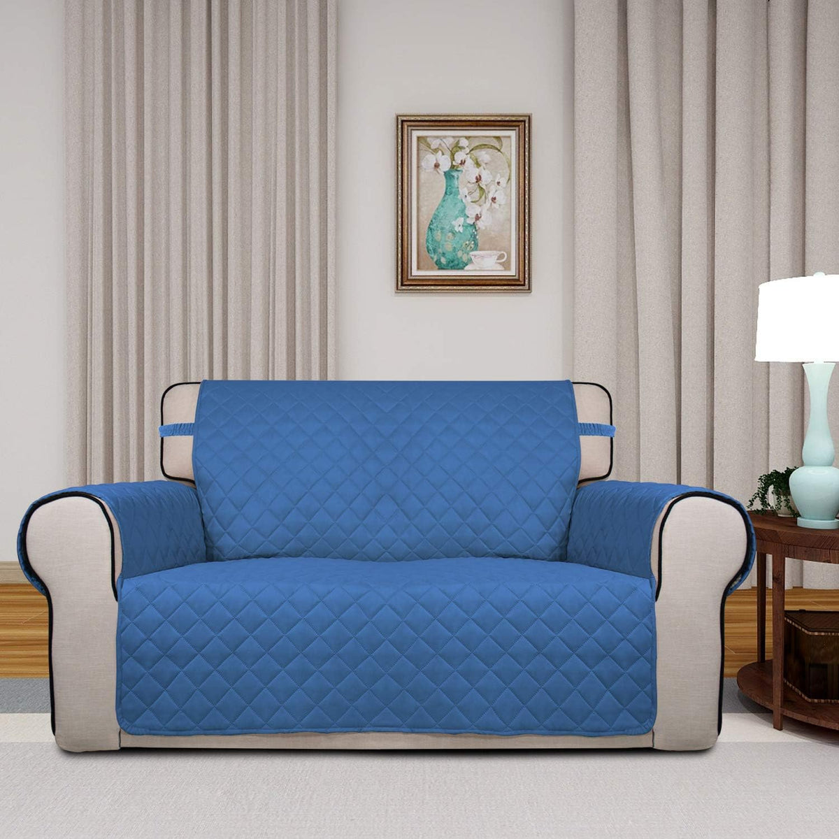 PureFit Reversible Quilted Sofa Cover, Water Resistant Medium Slipcover Furniture Protector