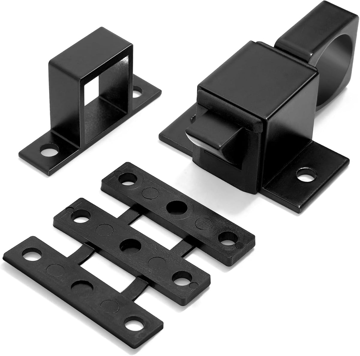 2 Packs Self-Closing Latches, Black Spring Door Lock, Aluminum Alloy Automatic Gate Latch with