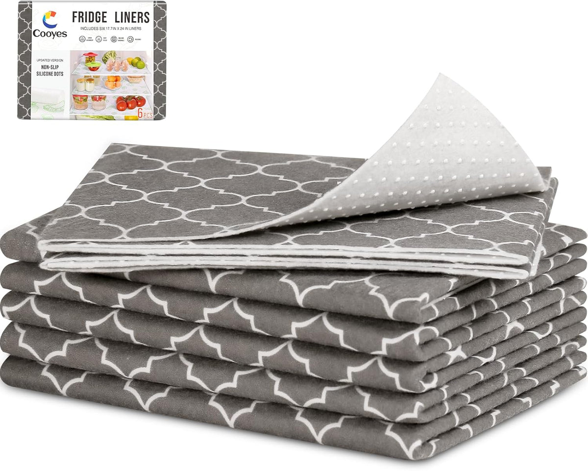 Cooyes Fridge Liners for Refrigerator, Drawer & Shelf Liners for Kitchen Cabinets Non-Adhesive