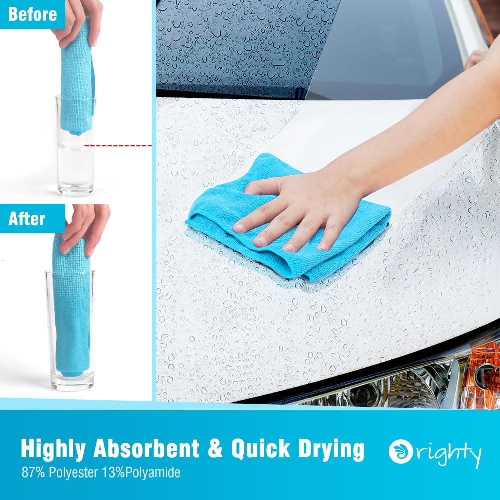 Orighty Microfiber Cleaning Cloth, 12 Pack Microfiber Towels for Cars, Highly Absorbent Car