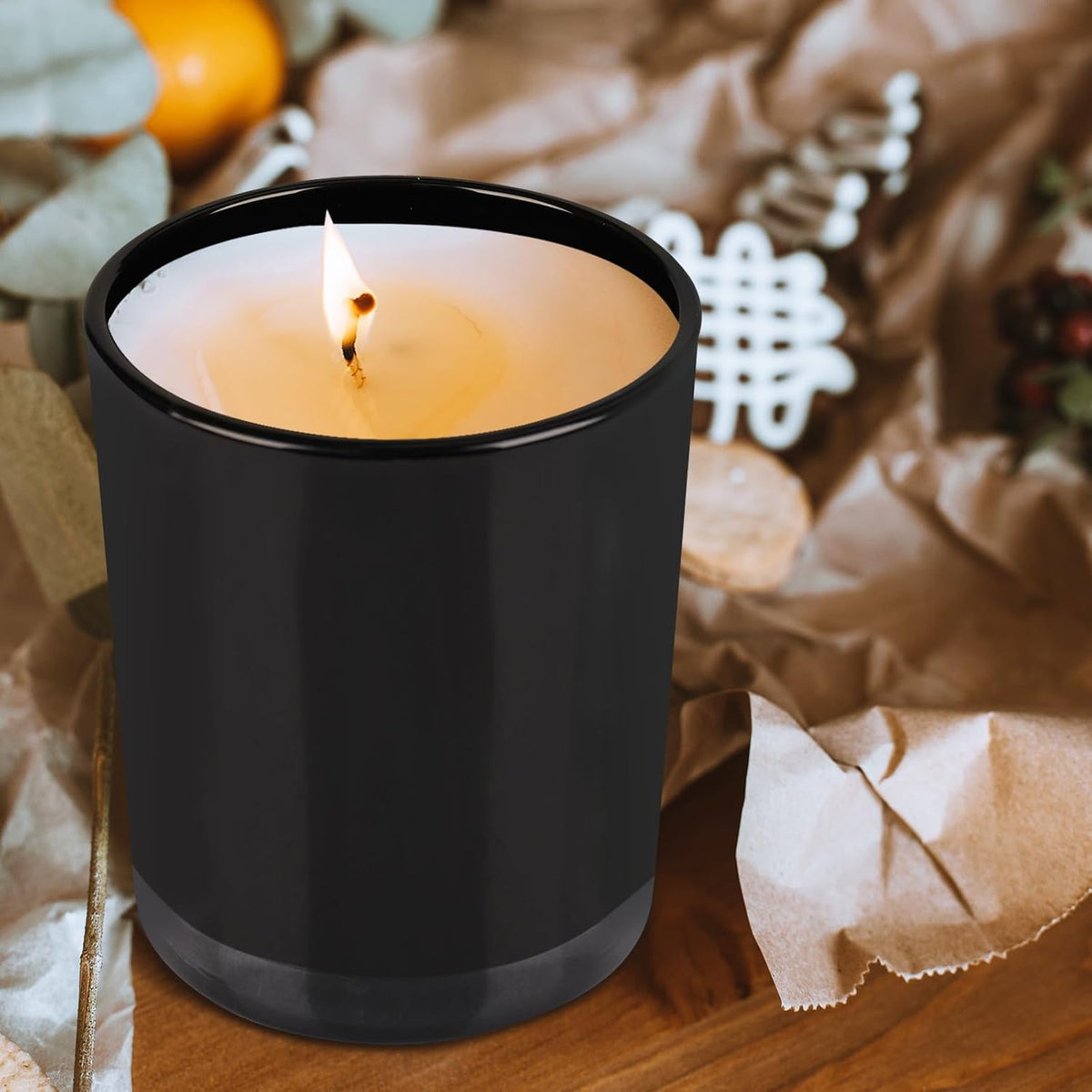 Thick Candle Jars for Making Candles 12 Pcs, 14 OZ Empty Jars with Wood Lids for Candle Making