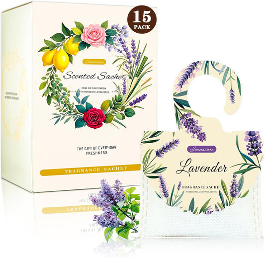 15 Packs Lavender Scented Sachets Bag for Drawers and Closets, Air Freshener for Home Fragrance
