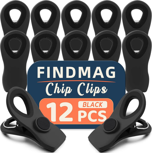 12 Pack Magnetic Chip Clips, Bread Clips Food Bag Clips for Food Packages, Kitchen Clips with