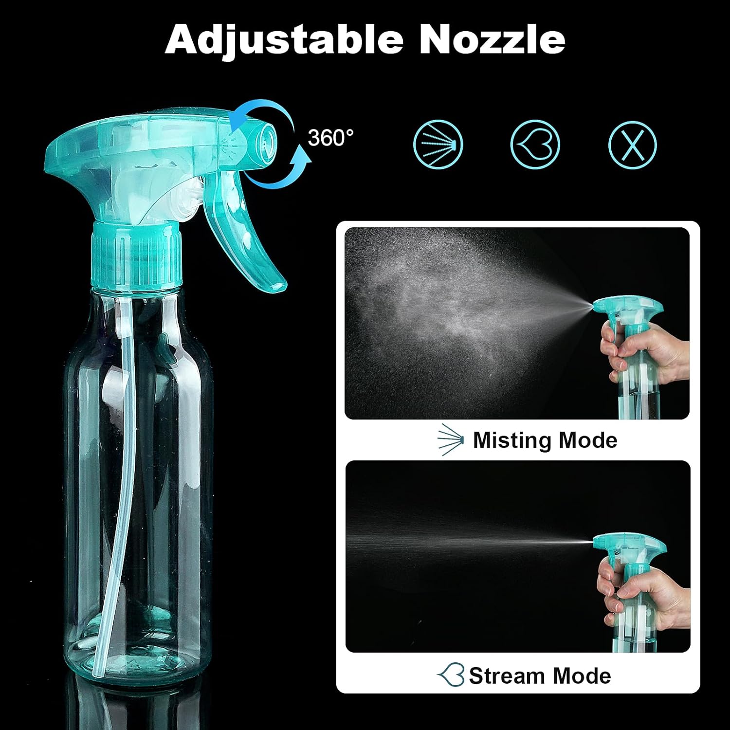 Cosywell Plastic Spray Bottles 8.8oz/260ml 2 Pack Refillable Container Empty Spray Bottle for