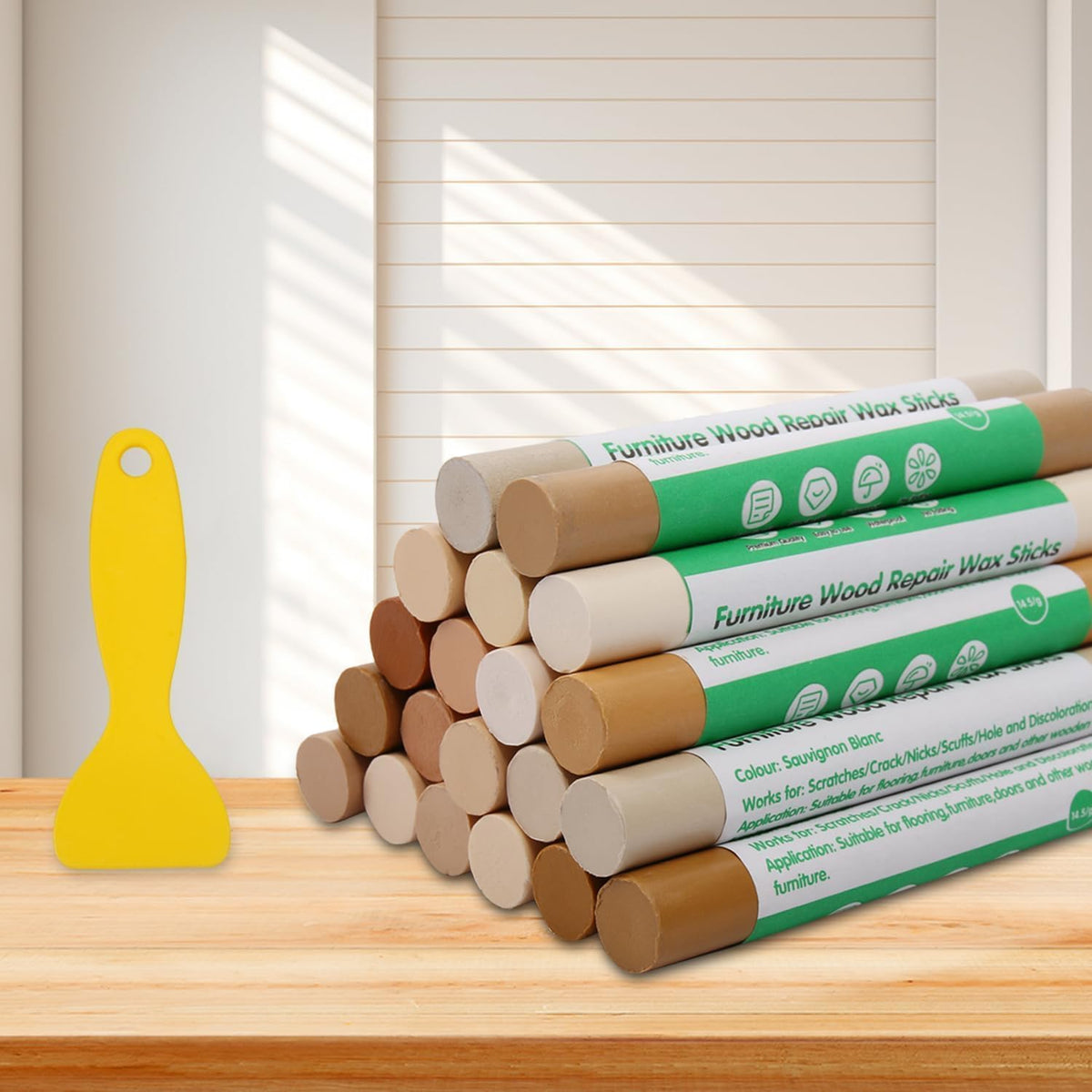 Furniture Markers Touch Up, 20 Colors Wood Filler Sticks, Wood Wax Crayons for Repairing Scratches