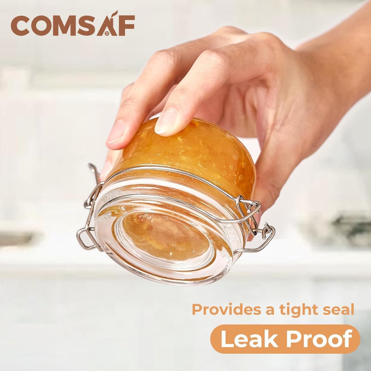 ComSaf 4oz Small Airtight Glass Jars Set of 6 with Lids Food Storage Jar Round, Mason Jar, Mini