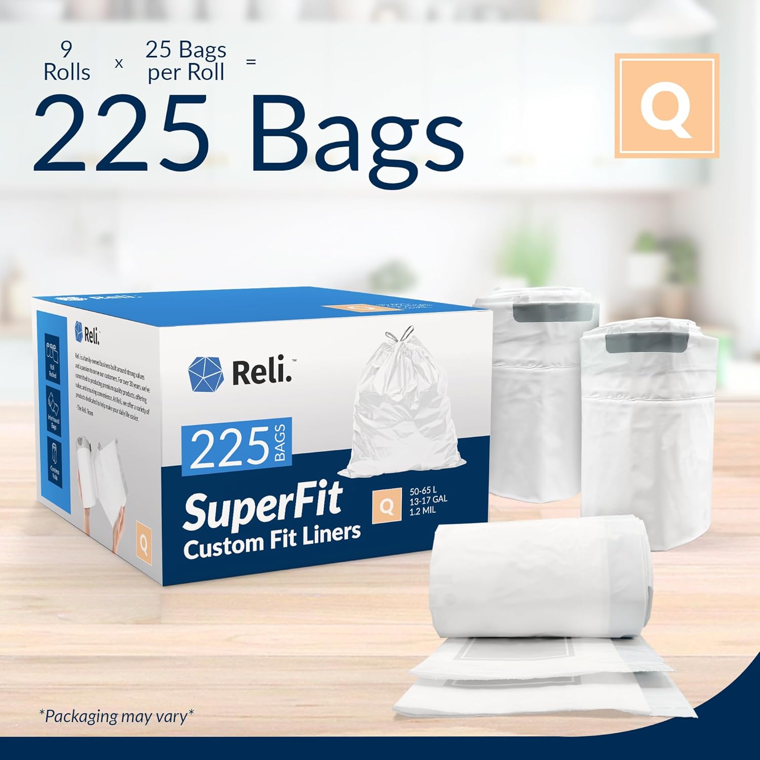 Reli. SuperFit Code Q (225 Count) | Compatible with Simplehuman Code Q | Custom Fit Liners |