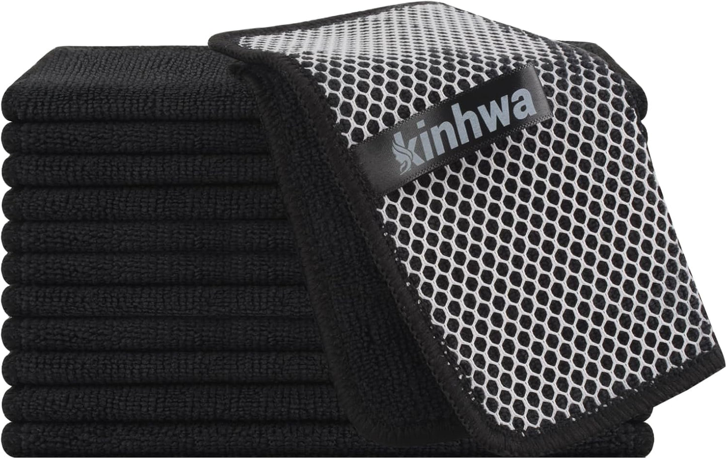 KinHwa Kitchen Washcloths for Dishes Absorbent Microfiber Dish Cloths Quick Dry Dish Rags with Poly