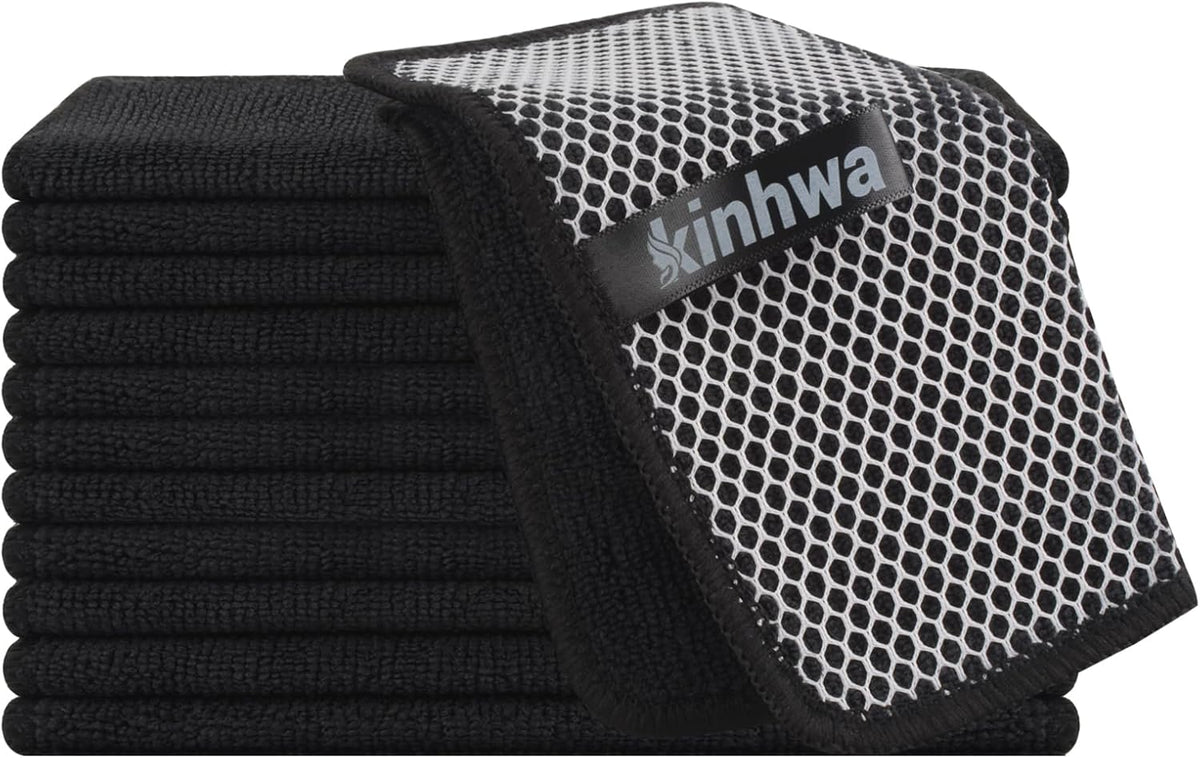 KinHwa Kitchen Washcloths for Dishes Absorbent Microfiber Dish Cloths Quick Dry Dish Rags with Poly