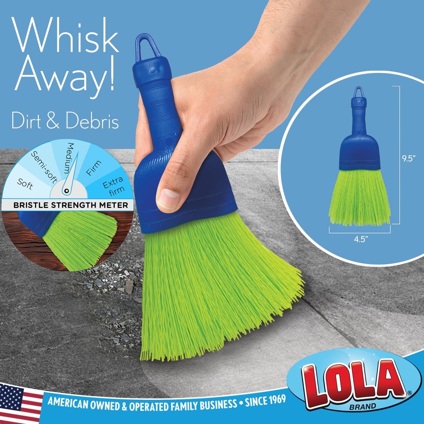 LOLA Whisk Broom, Hand Brush, 72 Pack, Durable Bristles, Whisks Away Dirt & Debris, Compact, Hang