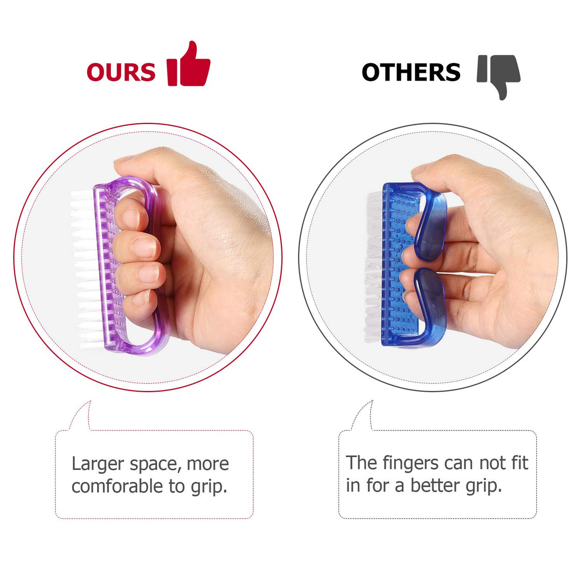Handle Grip Nail Brush, Nail Brushes Hand Fingernail Brush Cleaner Scrubbing Kit Pedicure for Toes
