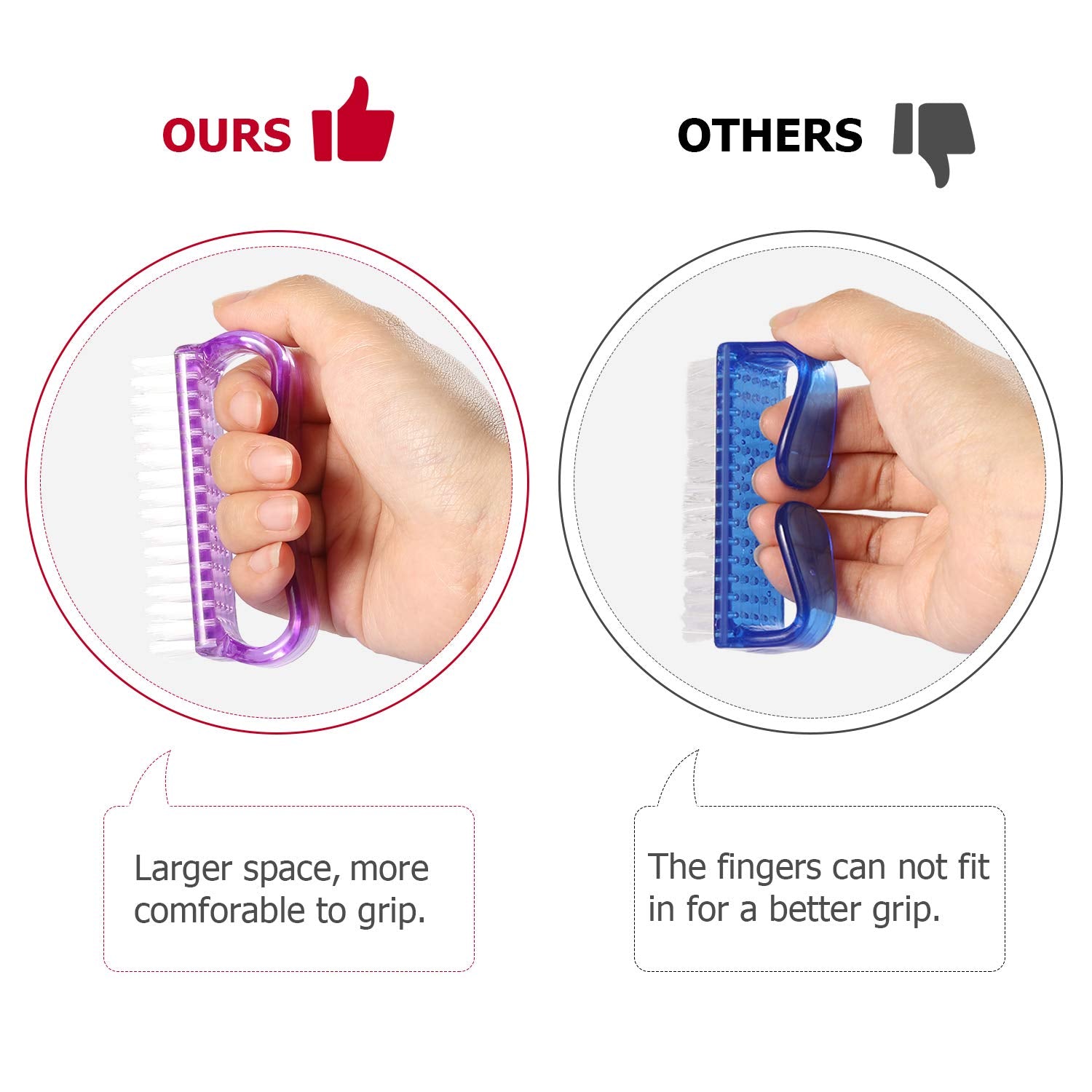 Handle Grip Nail Brush, Nail Brushes Hand Fingernail Brush Cleaner Scrubbing Kit Pedicure for Toes