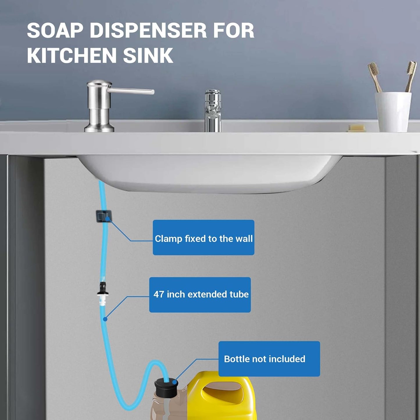Yofidra Soap Dispenser for Kitchen Sink: Built in Sink Soap Dispenser Pump, Brushed Nickel