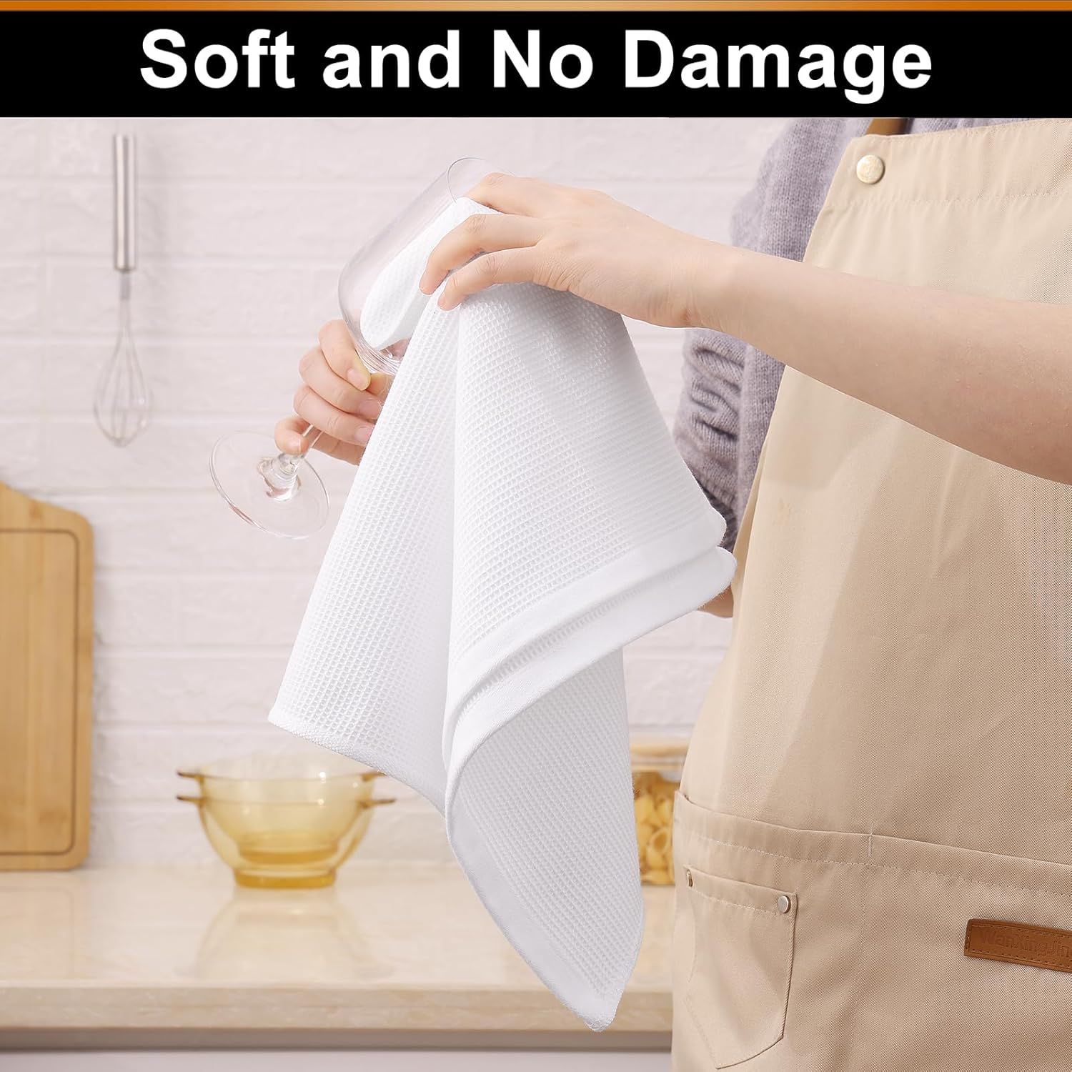 Homaxy 100% Cotton Waffle Weave Kitchen Towels - 4 Pack Soft and Absorbent Dish Towels - 16 x 26