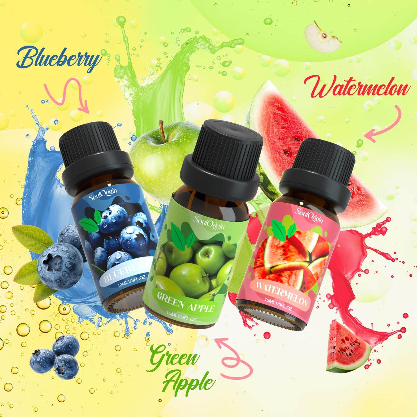 Fruit Essential Oils Set, Fragrance Oil Set for Diffuser, Scent Diffuser Oil for Candle Making