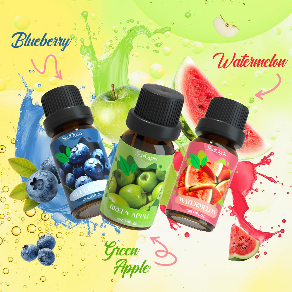 Fruit Essential Oils Set, Fragrance Oil Set for Diffuser, Scent Diffuser Oil for Candle Making
