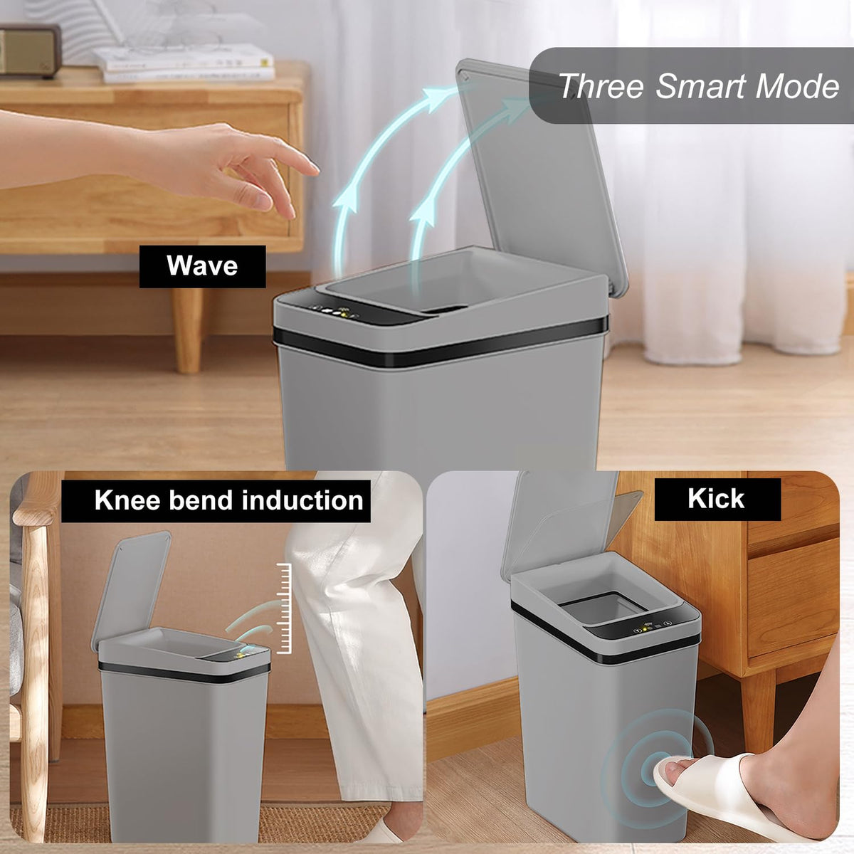 Yatmung 2.5 Gallon Motion Sensor Trash Can - Automatic Trash Can Touchless - Smart Trash Bin with