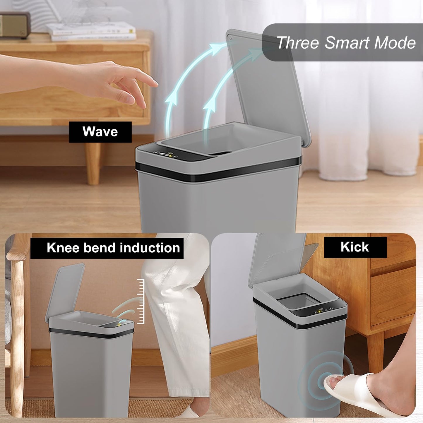 Yatmung 2 Pack - 2.5 Gallon Motion Sensor Bathroom Trash Can - Slim Smart Trash Cans - Skinny Trash