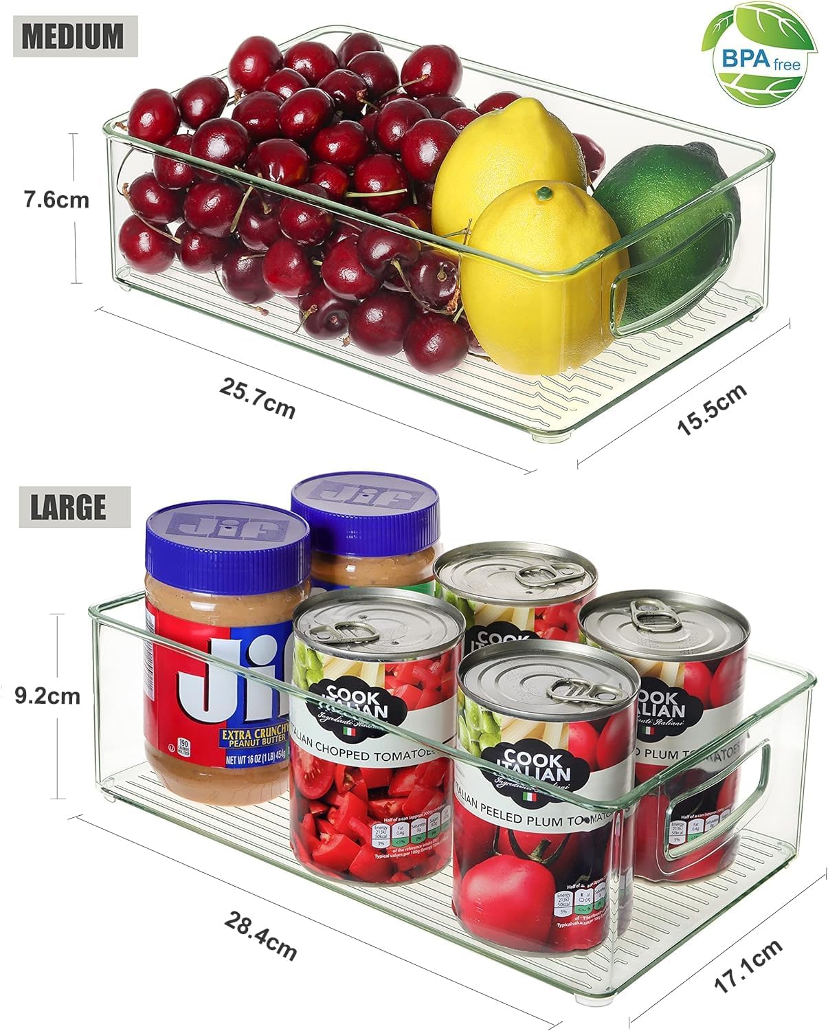 Set of 8 Clear Fridge Organizer Bins, Stackable Refrigerator Organizers and Storage for Fridge