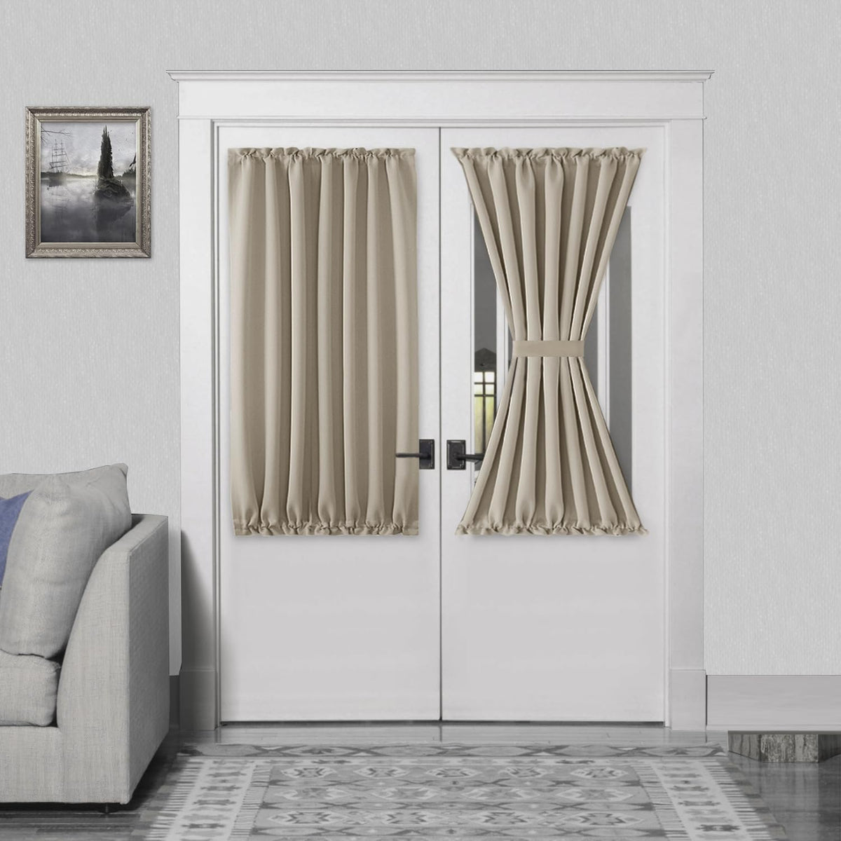 DWCN French Door Curtains – Rod Pocket Thermal Blackout Curtain for Doors with Glass Window