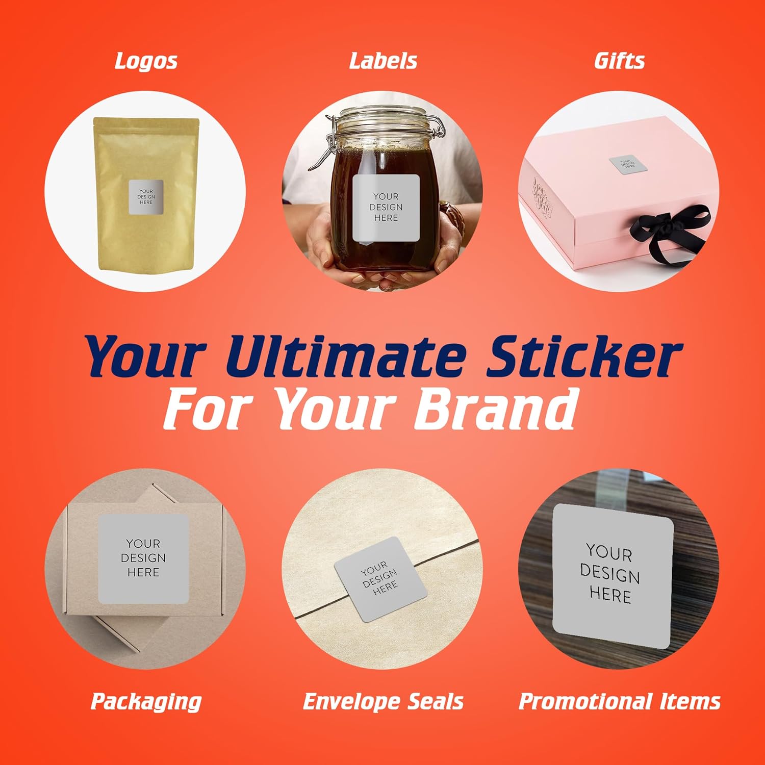 100 Custom Vinyl Stickers - Upload Your own Image, Text, Design, Logo - Personalized Logo Labels