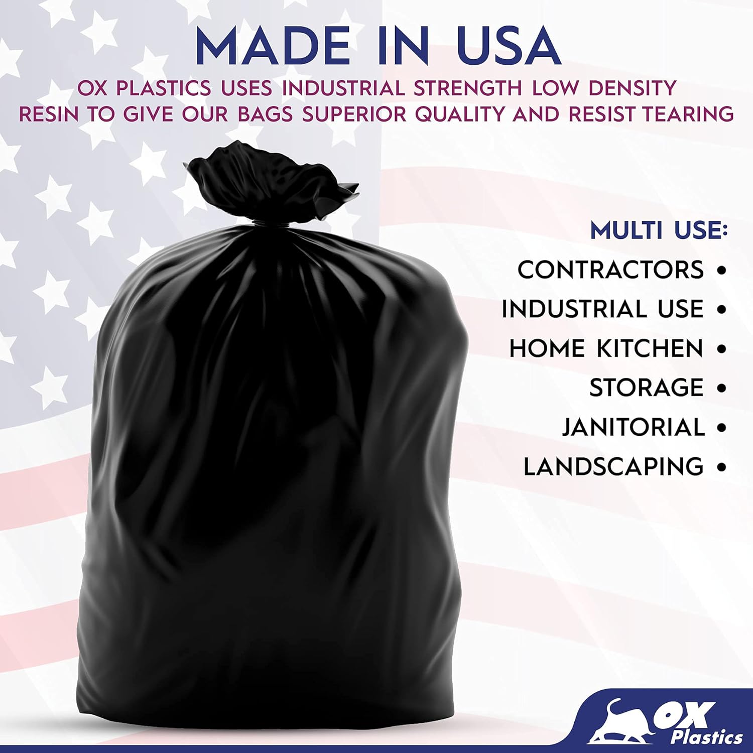 60 Gallon Trash Can Liners Bags - (100 Count) Capacity & 3mil Thick Extra Heavy Duty Strength