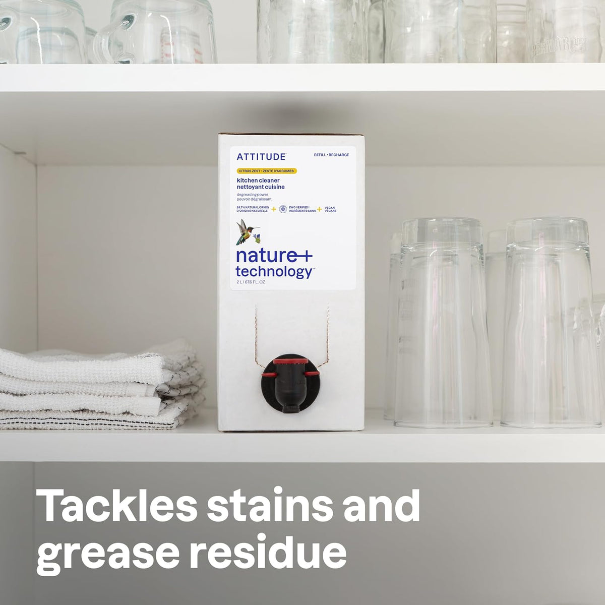 ATTITUDE Kitchen Cleaner Spray Refill, EWG Verified, Powerful Degreaser, Cuts Grease & Grime