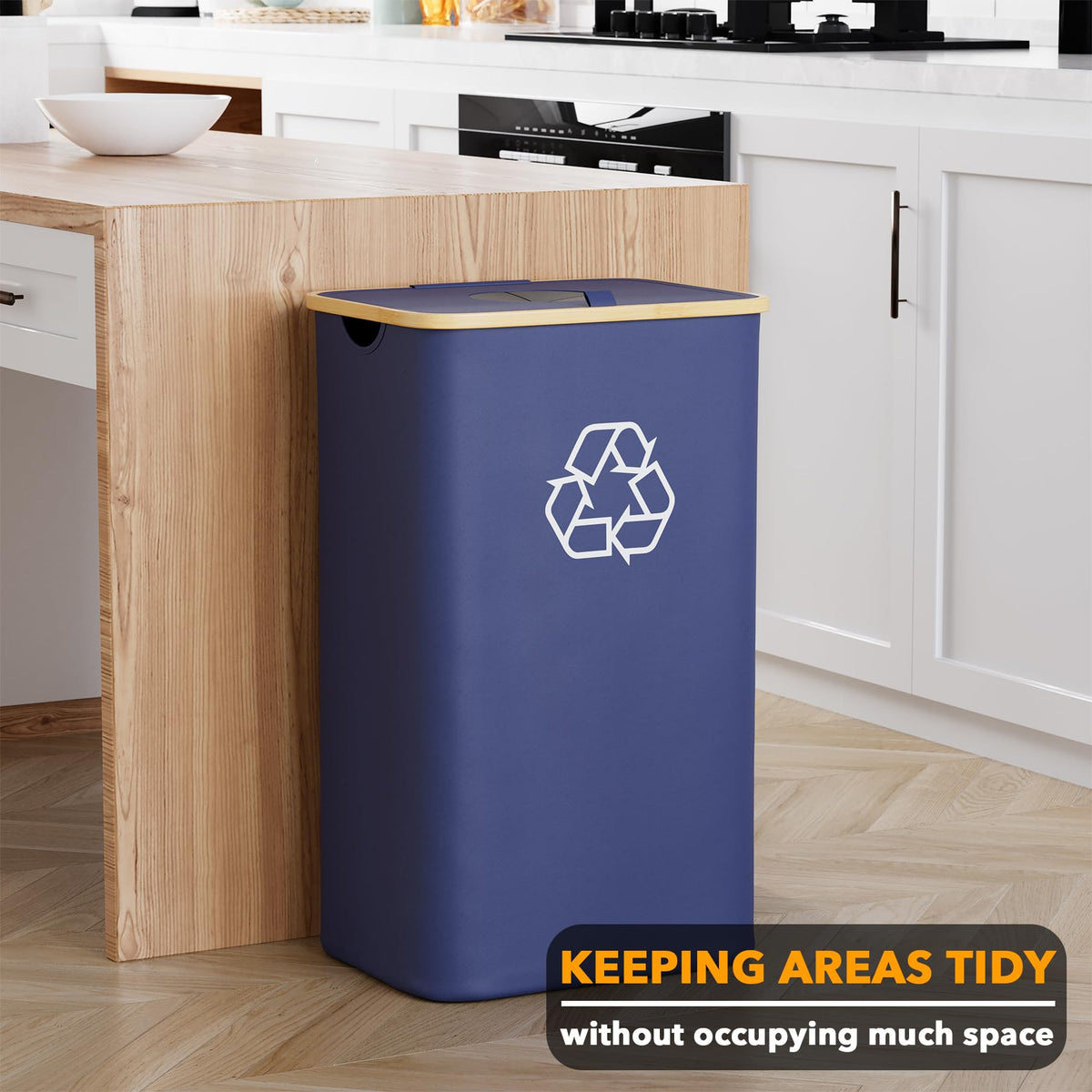 SpaceAid Recycling Bin for Kitchen 26 Gallon, 100L Recycle Bin with Lid and 2 Reusable Inner Bags