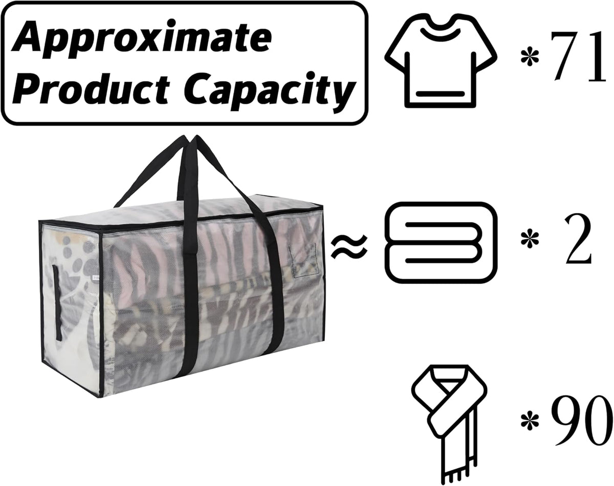 Heavy Duty 93L (24.5 Gallon) Stackable Storage Bins with Fully Openable Lids, Moving Bags Heavy