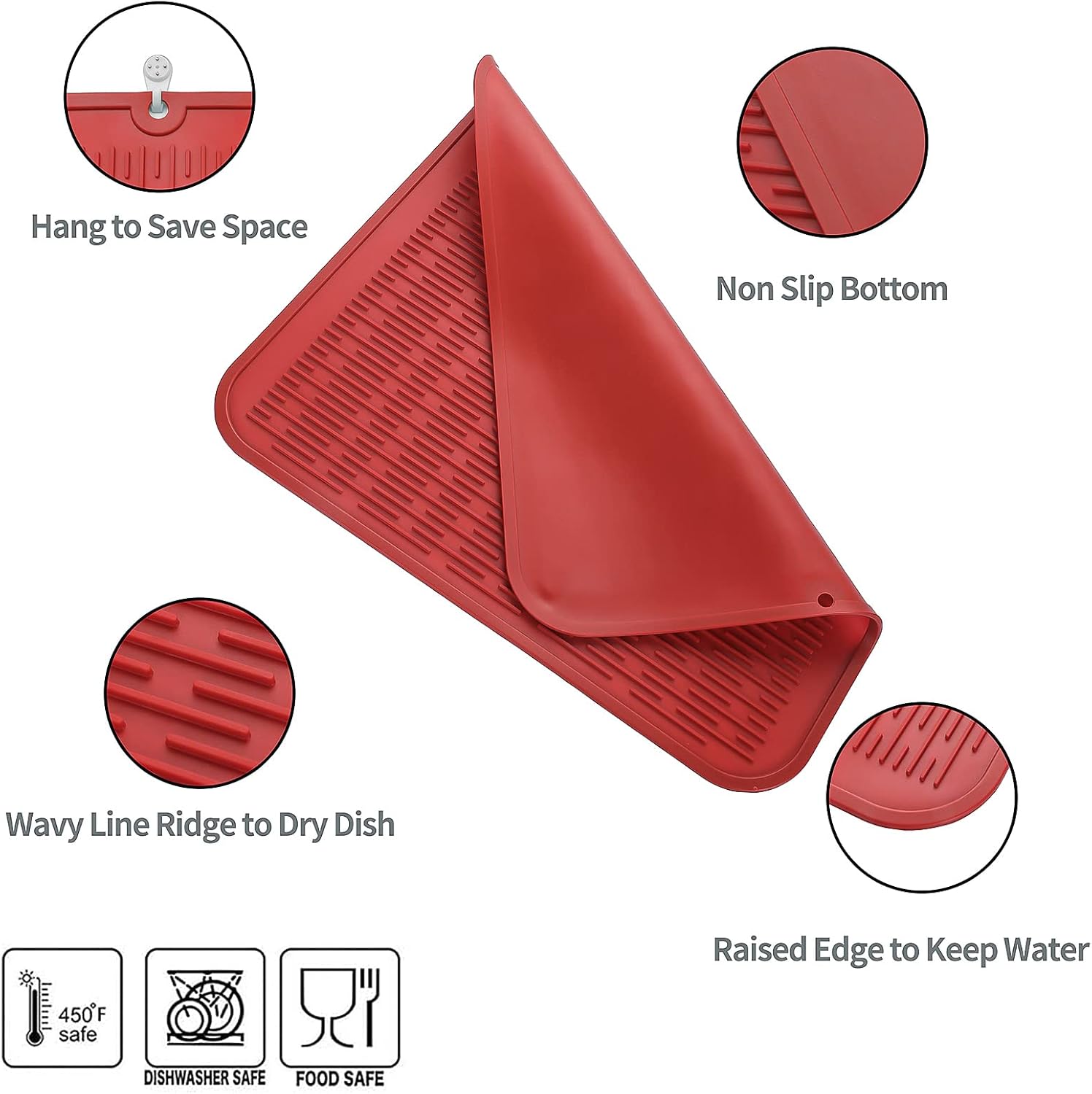 Silicone Dish Drying Mat for Multiple Usage,Easy clean,Eco-friendly,Heat-resistant Silicone Mat for