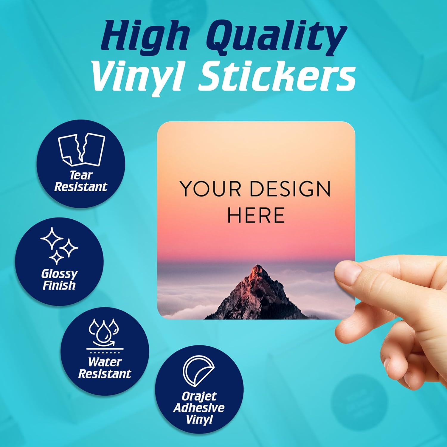 100 Custom Vinyl Stickers - Upload Your own Image, Text, Design, Logo - Personalized Logo Labels