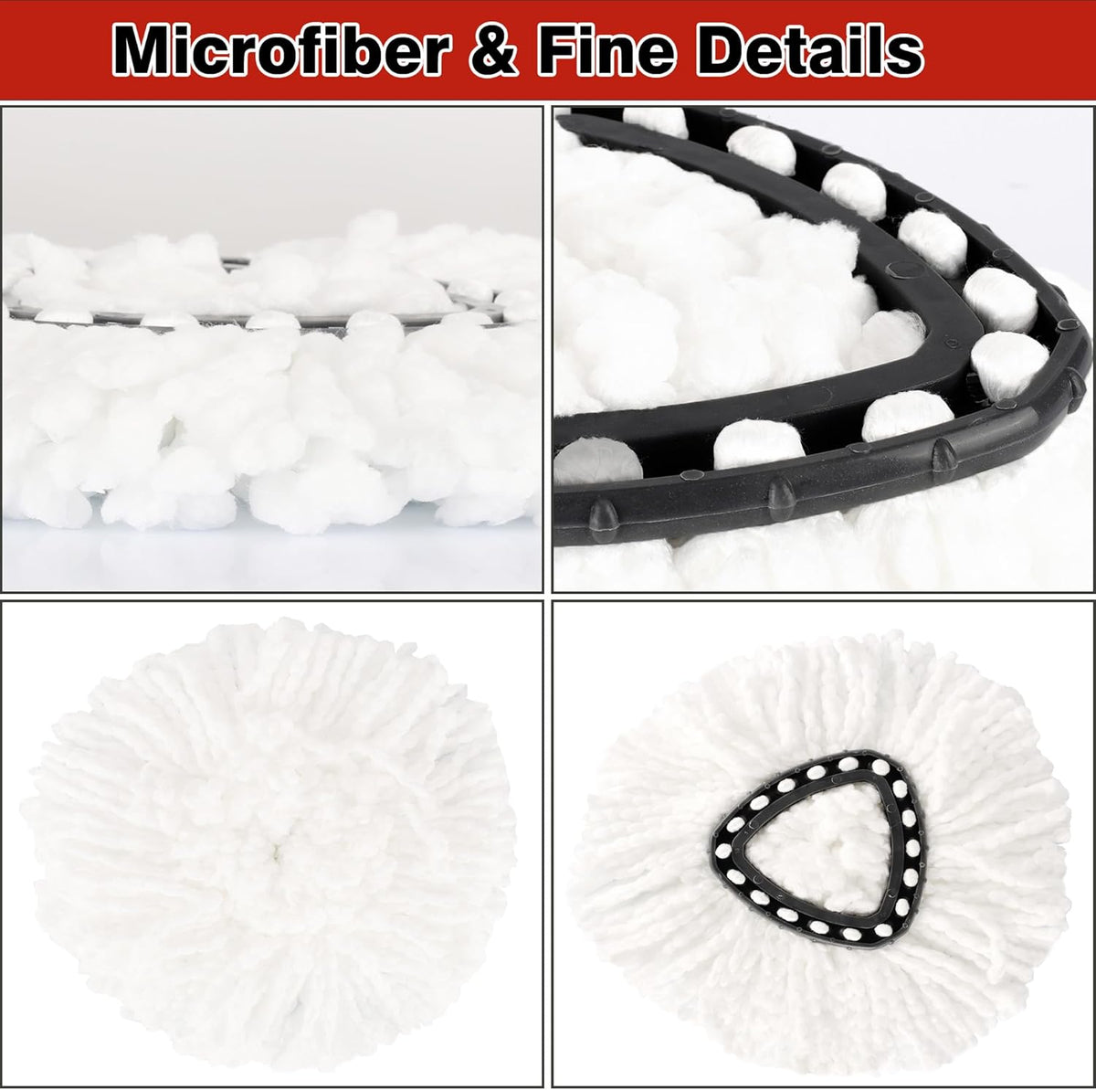 12 Pack Spin Mop Replacement Heads, 100% Microfiber Spin Mop Refill for Easy Wring Compatible with