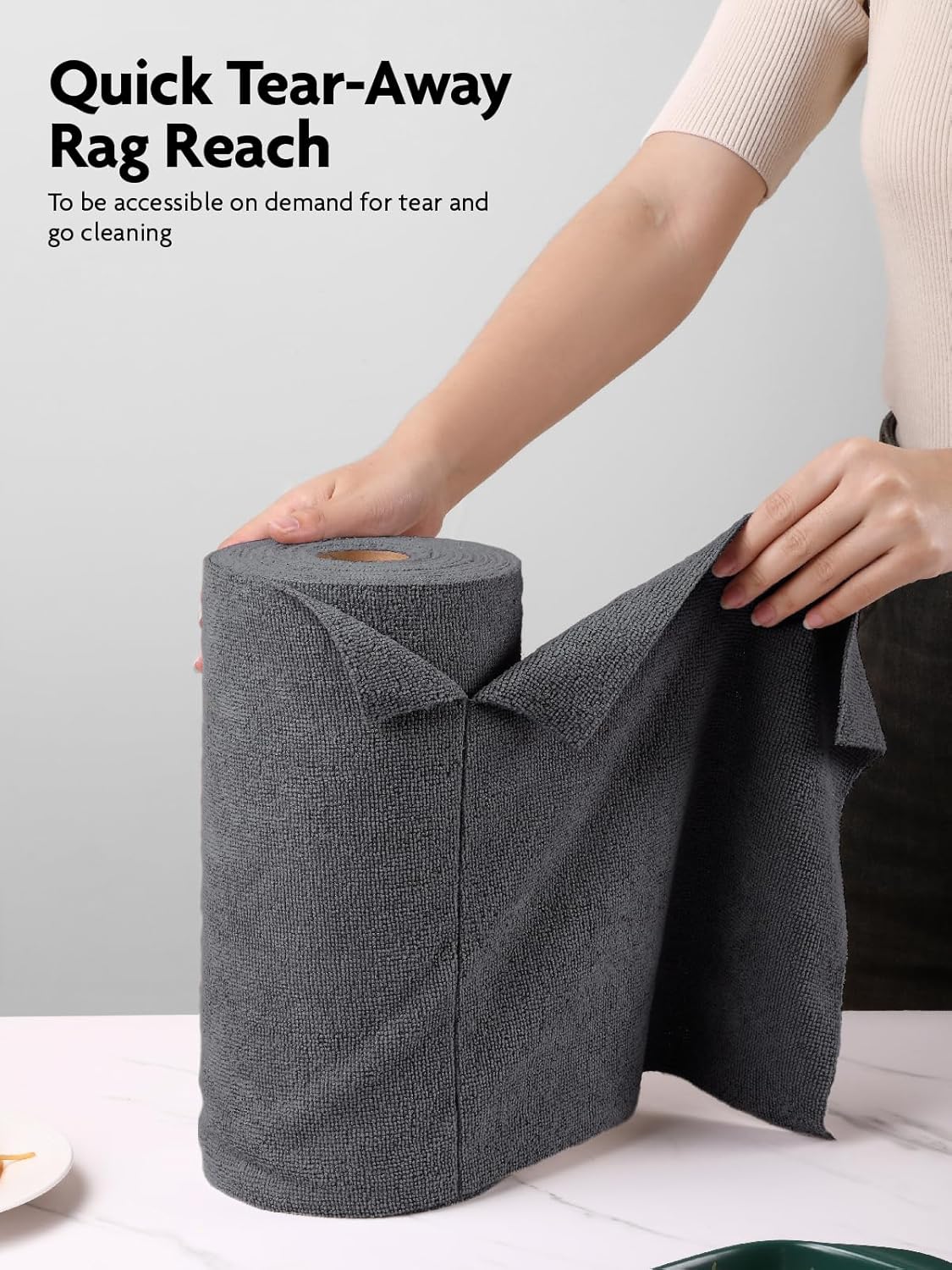 Fantasticlean Microfiber Cleaning Cloth Roll -40 Pack, Tear Away Microfiber Towels, 12" x 12"