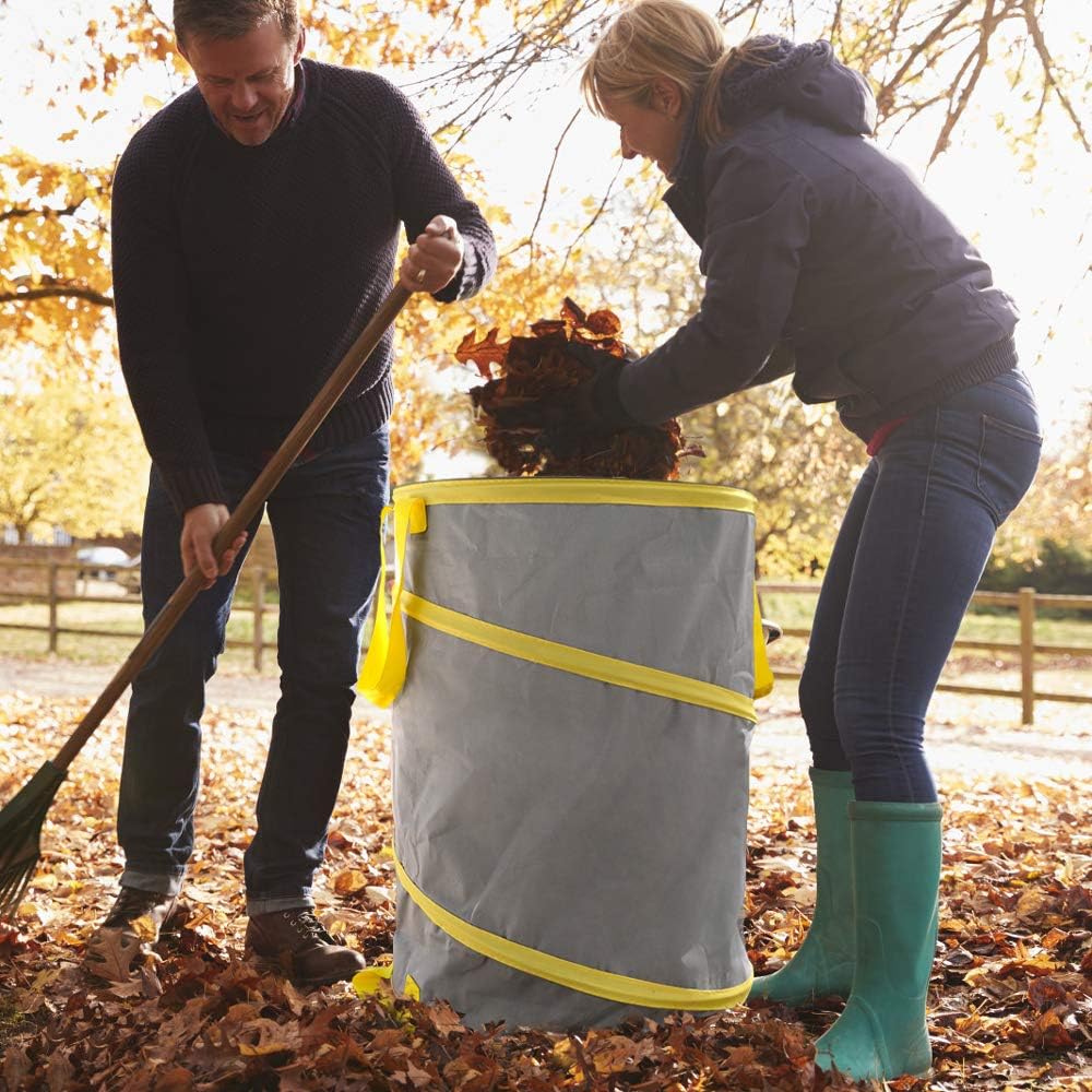 30 Gallon Collapsible Trash Can 3 Pack, Garden Bag Pop Up Camping Trash can, Reusable Leaf Bag