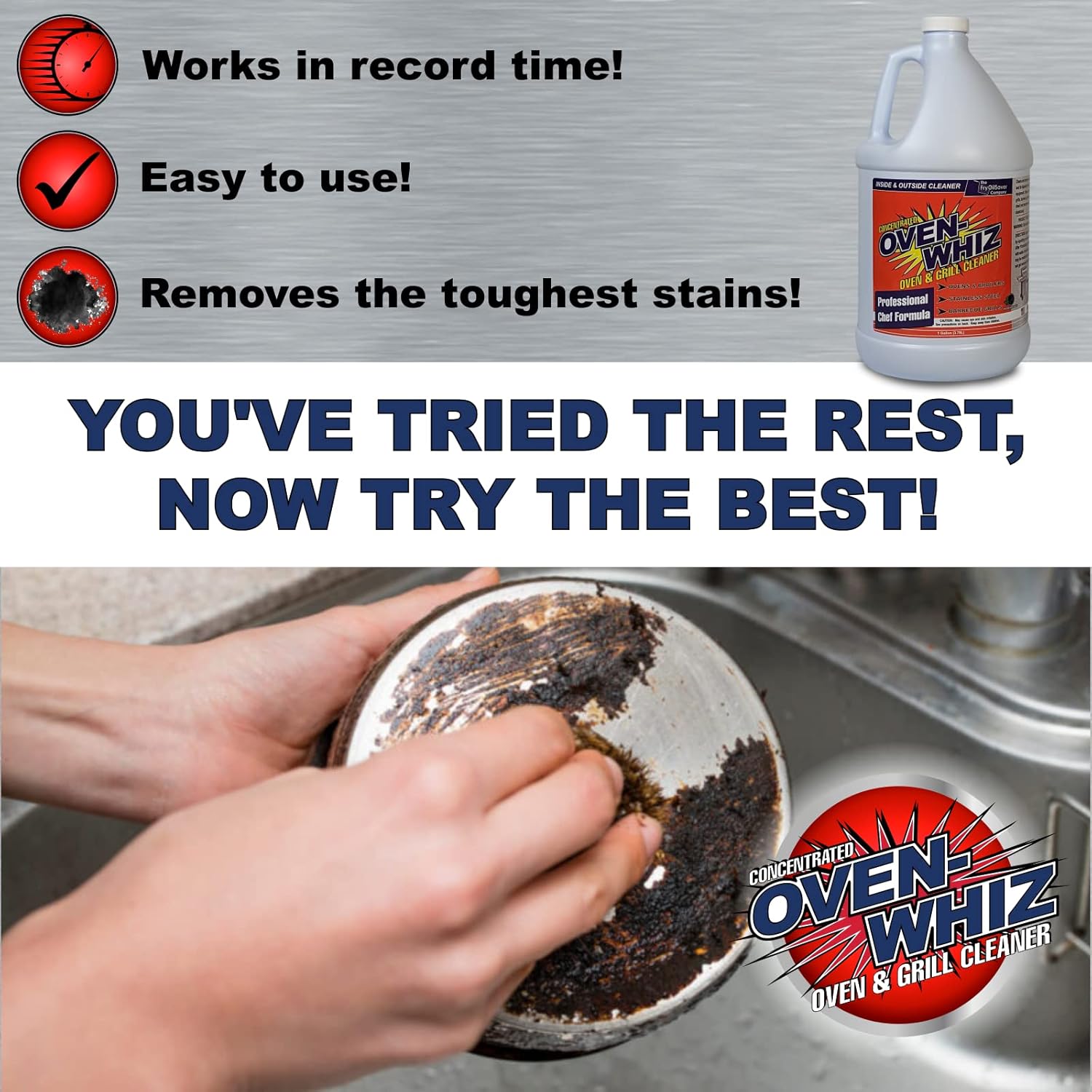 1 Gallon (128 Oz.) Oven-Whiz Oven & Grill Cleaner by FryOilSaver Co., Removes Tough Stains, Carbon