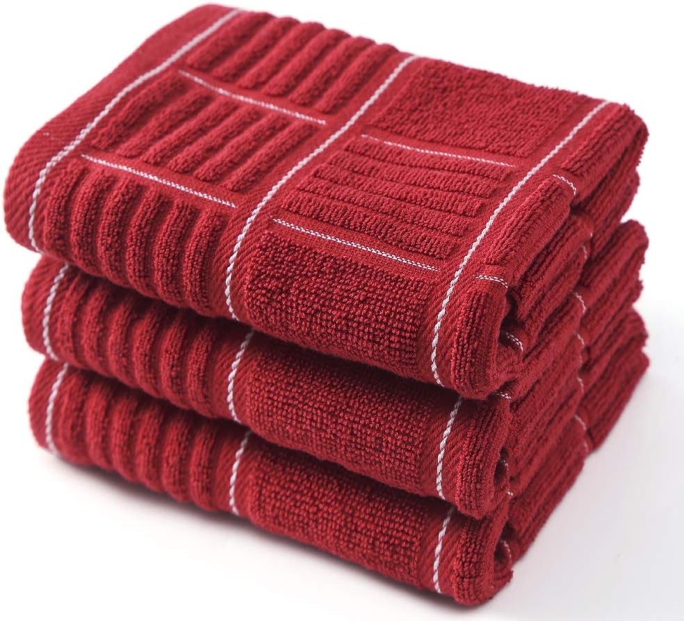 Anyi 100% Cotton Kitchen Towels, Absorbent Dish Towels with Hanging Loop, Soft Kitchen Hand Towels