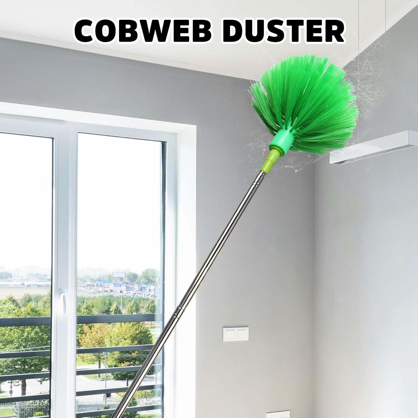 Cobweb Duster with Extension Pole, Bafezoze Ceiling Fan Duster with Long Handle, Spider Web Brush