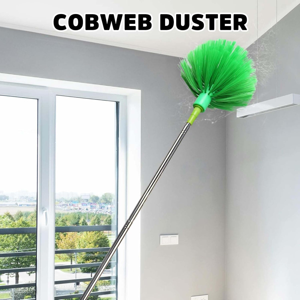 Cobweb Duster with Extension Pole, Bafezoze Ceiling Fan Duster with Long Handle, Spider Web Brush