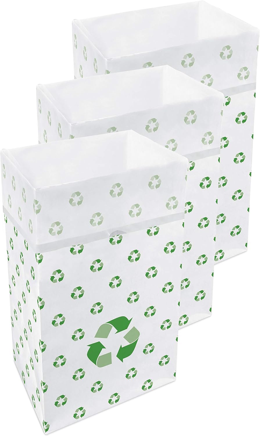 30 Gallon Disposable Pop-Up Trash Cans (3-Pack) with Fitted Bags – Foldable Garbage & Recycling