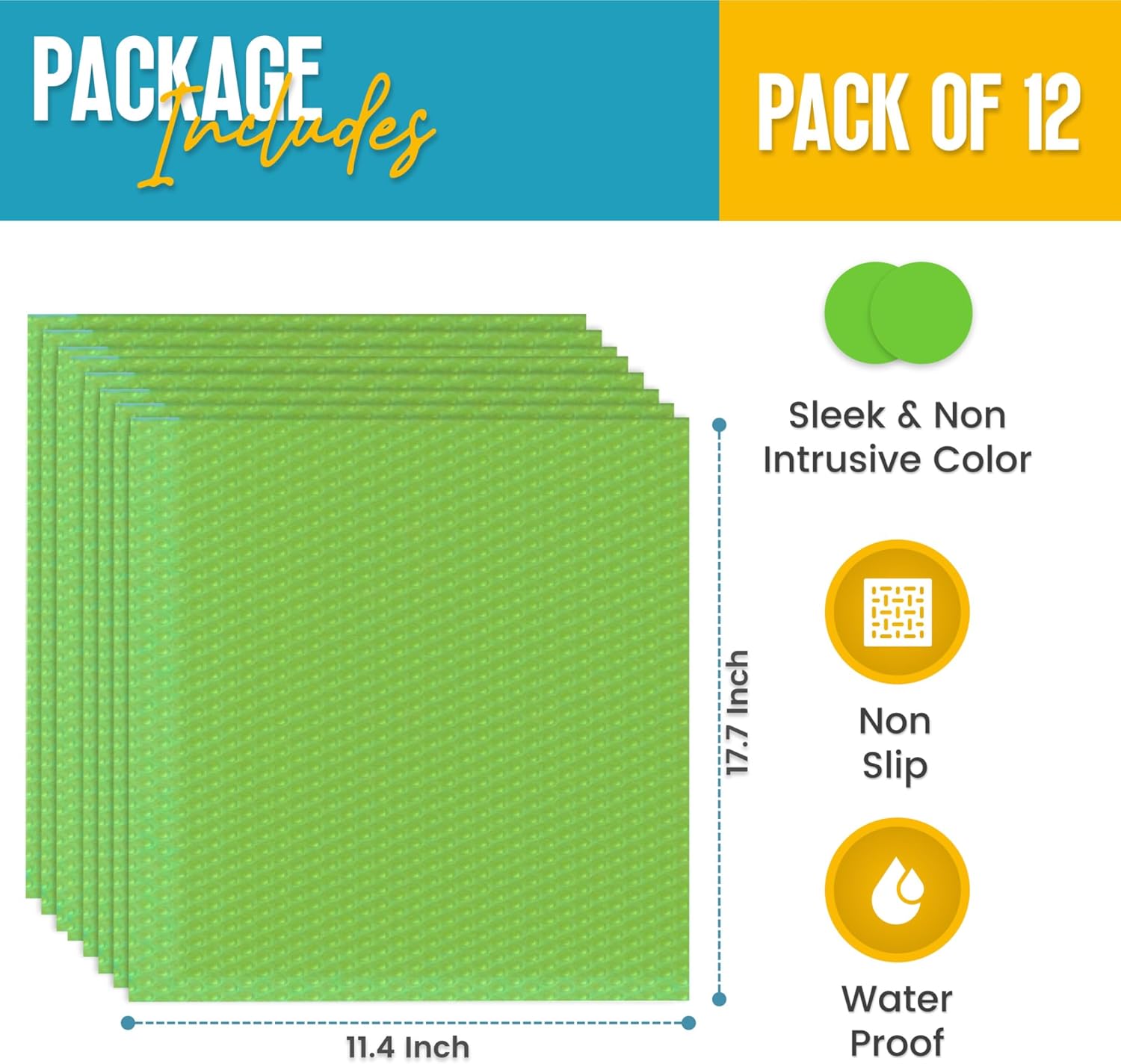 Refrigerator Liners for Shelves (12 Pack) by Linda’s Essentials - Non-Adhesive Shelf or Drawer