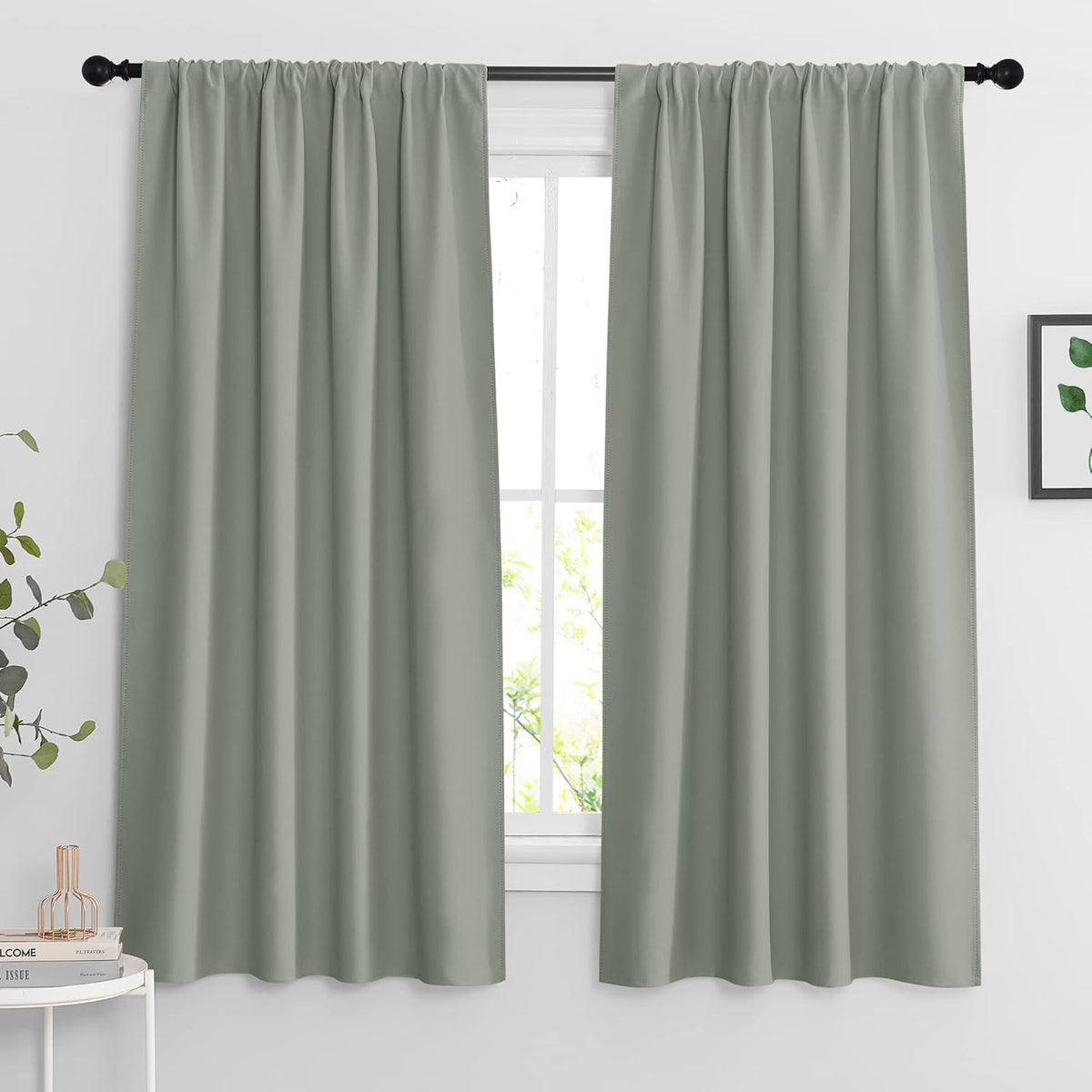 RYB HOME Living Room Curtains Blackout - Light Block Energy Efficiency Small Window Treatment