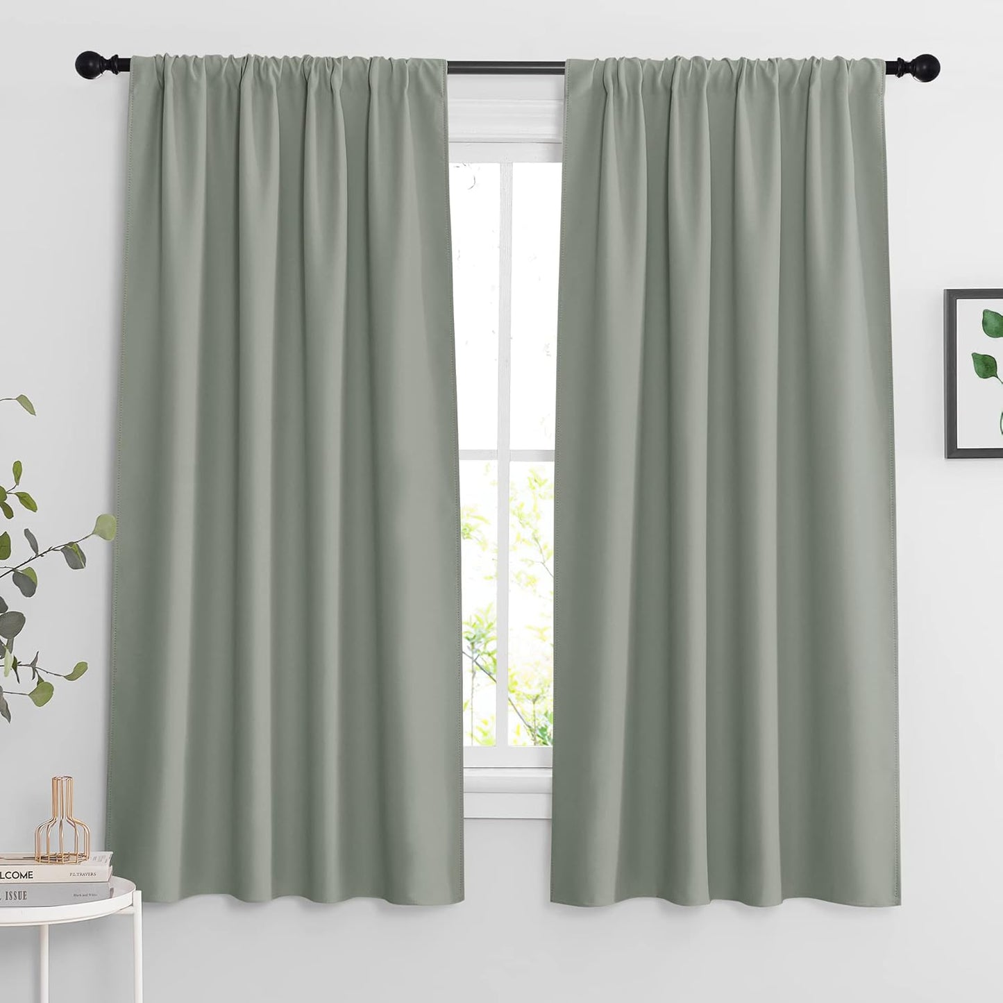 RYB HOME Bedroom Curtains Blackout - Light Block Energy Efficiency Small Window Treatment Drapes