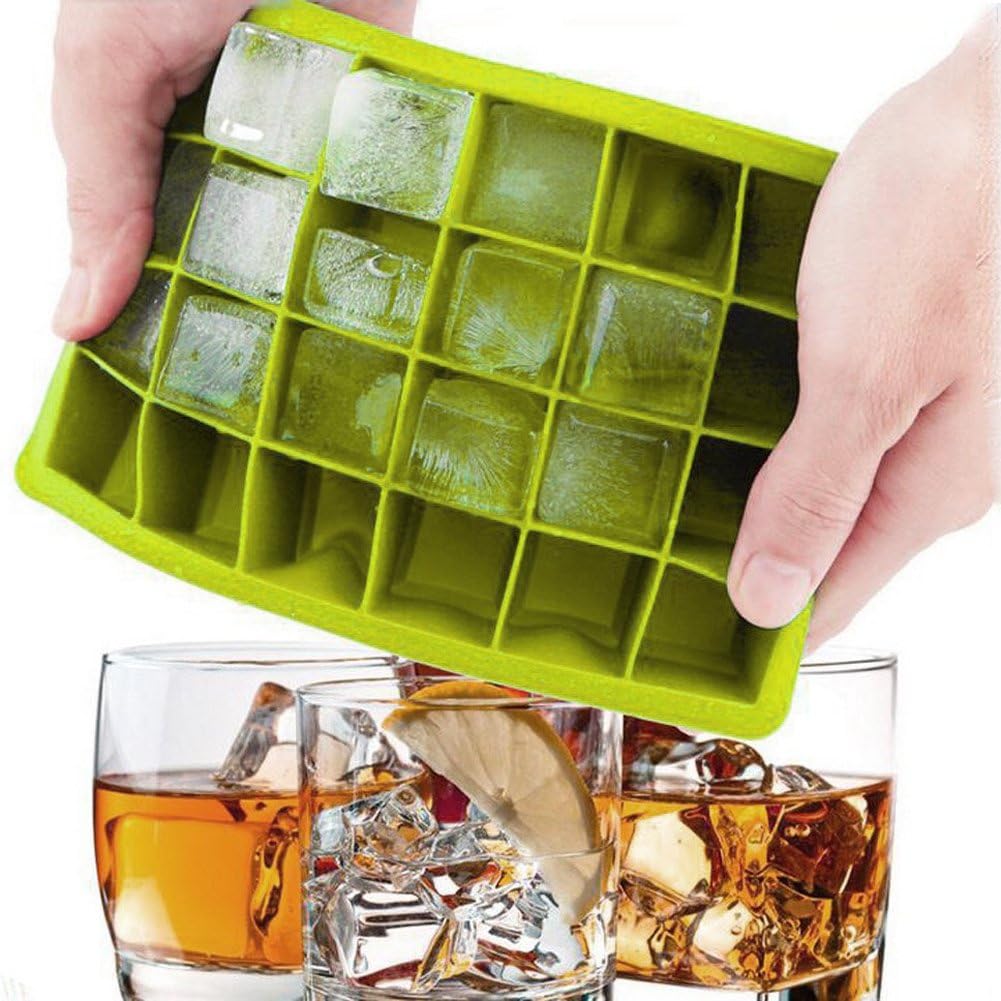 Ice Cube Tray, Silicone Square Ice Trays Easy Release Stackable Ice Cube Mold with Removable Lid