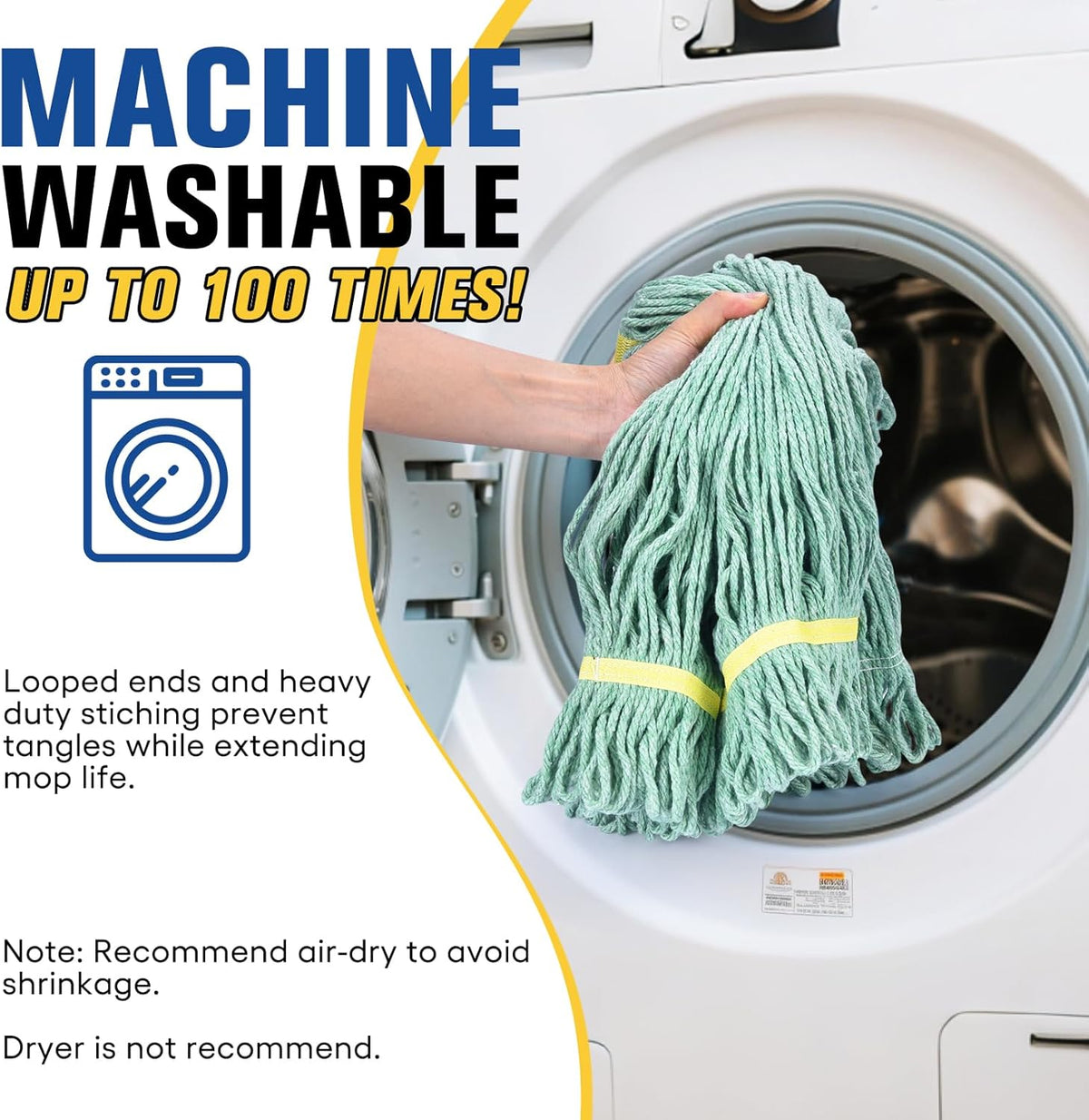 Matthew Cleaning Commercial Mop Head Replacement, 5 Inch Wide Headband, Looped End Cotton Blend