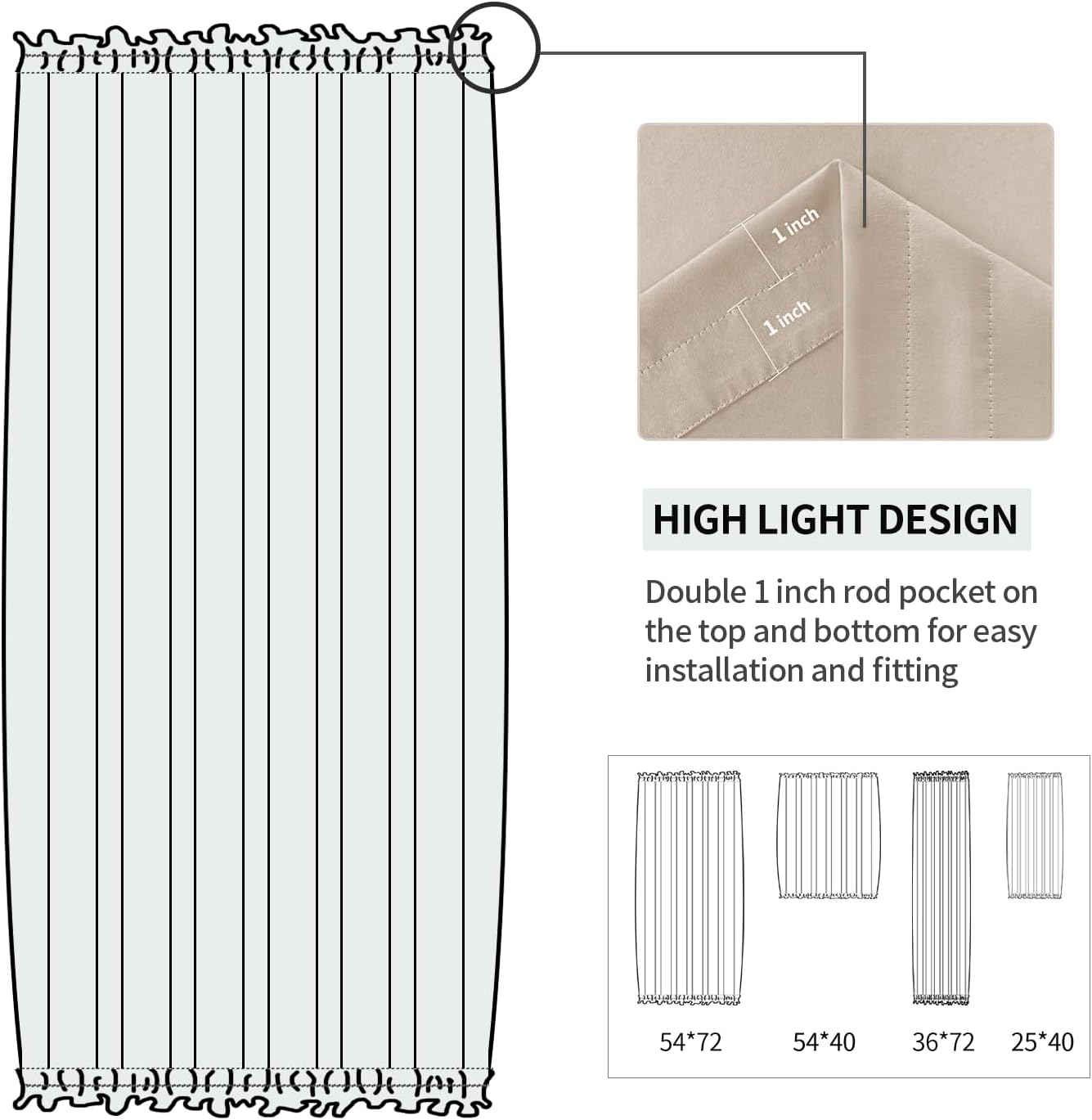 DWCN French Door Curtains – Rod Pocket Thermal Blackout Curtain for Doors with Glass Window