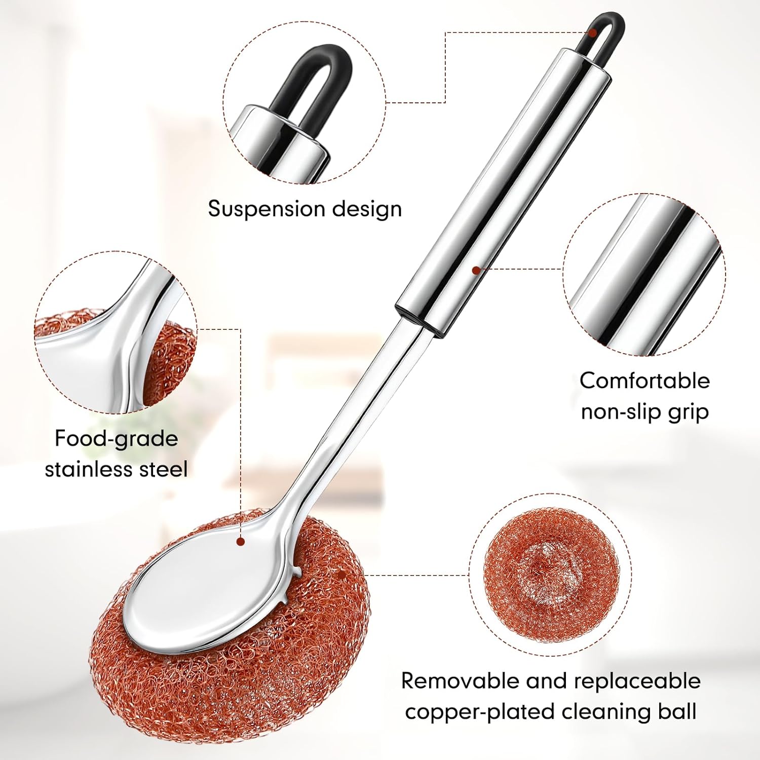 5 Pcs Copper Coated Scourers Copper Scrubbing Pads Scouring Pads 1 PC Steel Wool Scrubber Dish