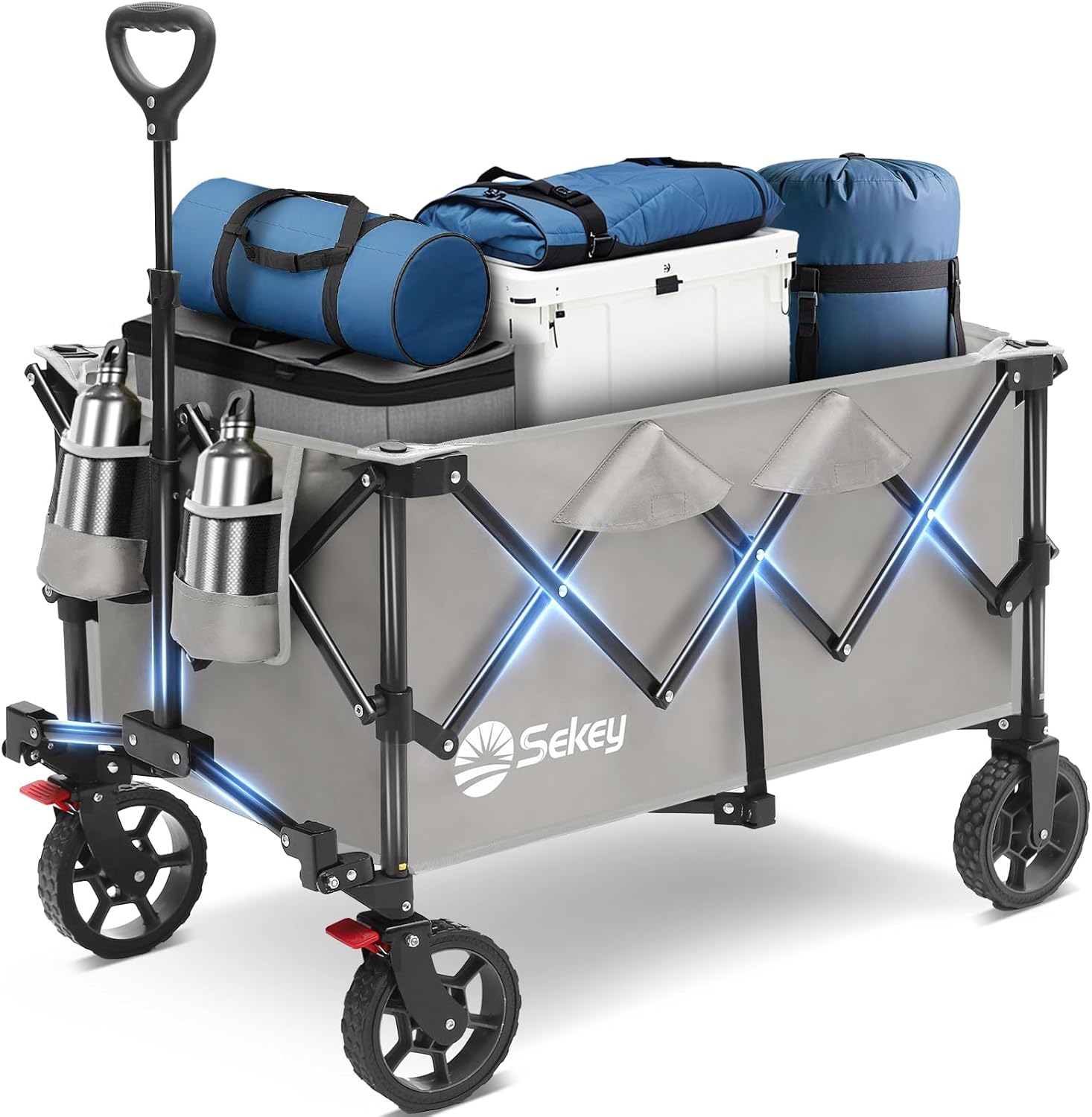 Sekey Collapsible Foldable Wagon with 330lbs Weight Capacity, Heavy Duty Folding Wagon Cart with